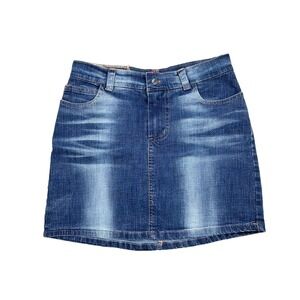 Italian Vintage denim mini skirt	blasting size 28"